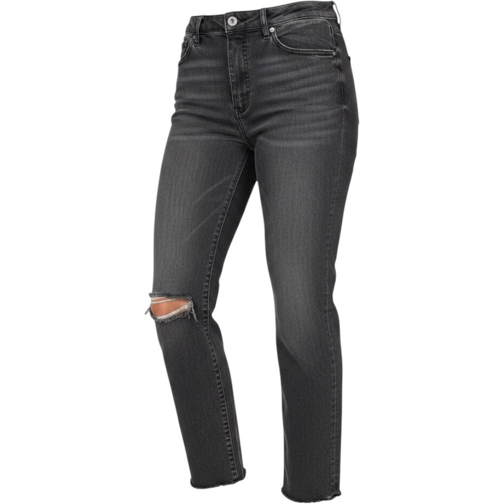 LOFT Black Distressed Straight Leg Jeans‎ Size 10
